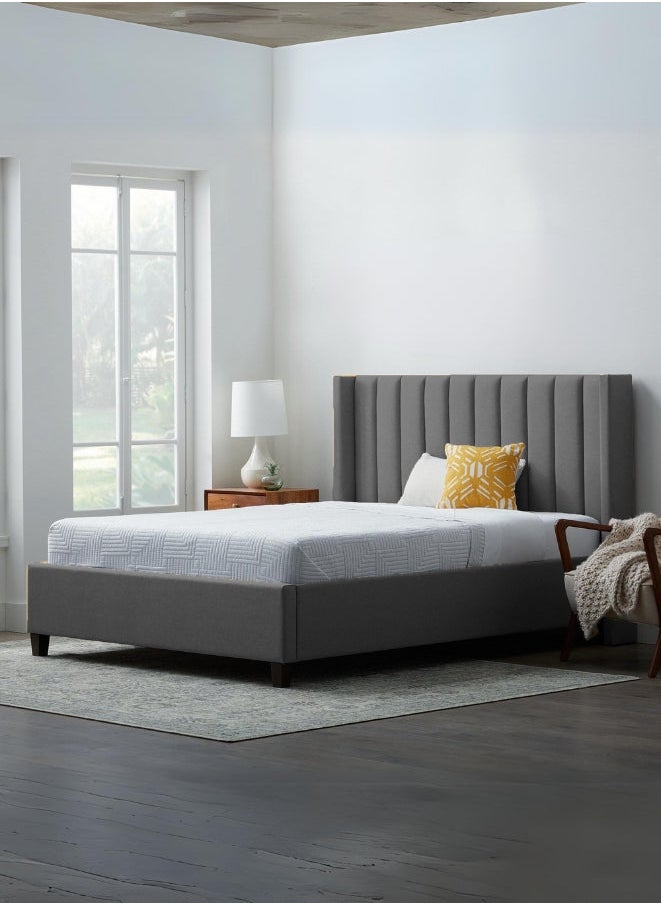 Bed and Mattress Zone Audrey Tufted Upholstered Bed 200x150 Queen Size Grey Color 