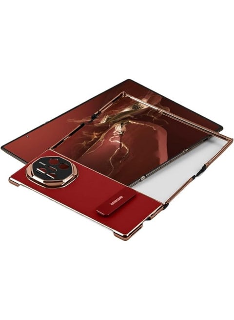 Leather Case Compatible with Huawei Mate XT, with Frame Bracket and Hidden Bracket, Fully Wrapped Hinges for Earthquake and Fall Resistance Cover for Huawei Mate XT