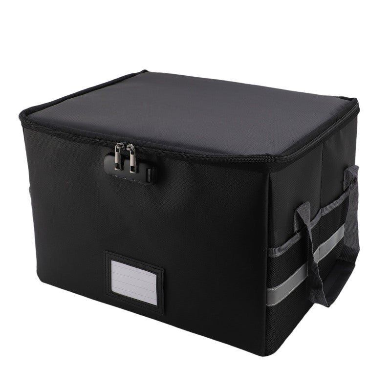 Fireproof Document Bag: 13x9x3 Inch, Fire and Water Resist Protection, Anti Static Reflective Stripe - Portable Secure Storage With Combination Lock for Home Office, Document Organization - Image 2