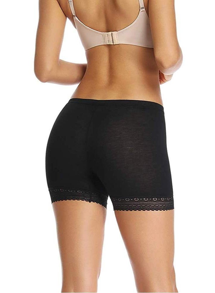 Glamroot Women's/Girl's Cotton Lycra Shorts with Lace Trim Cycling Shorts/Safety Shorts/Under Skirt Shorts/Night Shorts, Free Size, Black/White (Pack Of 2) - Image 3