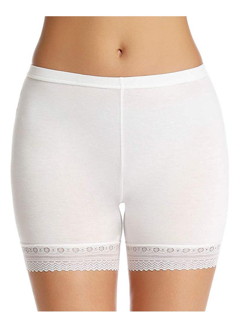 Glamroot Women's/Girl's Cotton Lycra Shorts with Lace Trim Cycling Shorts/Safety Shorts/Under Skirt Shorts/Night Shorts, Free Size, Black/White (Pack Of 2) - Image 4