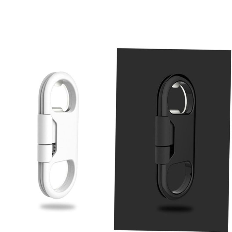 Multifunctional Keychain USB Cable Bottle Opener Portable Charger Black - Image 4