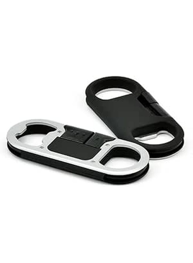 Multifunctional Keychain USB Cable Bottle Opener Portable Charger Black - Image 1