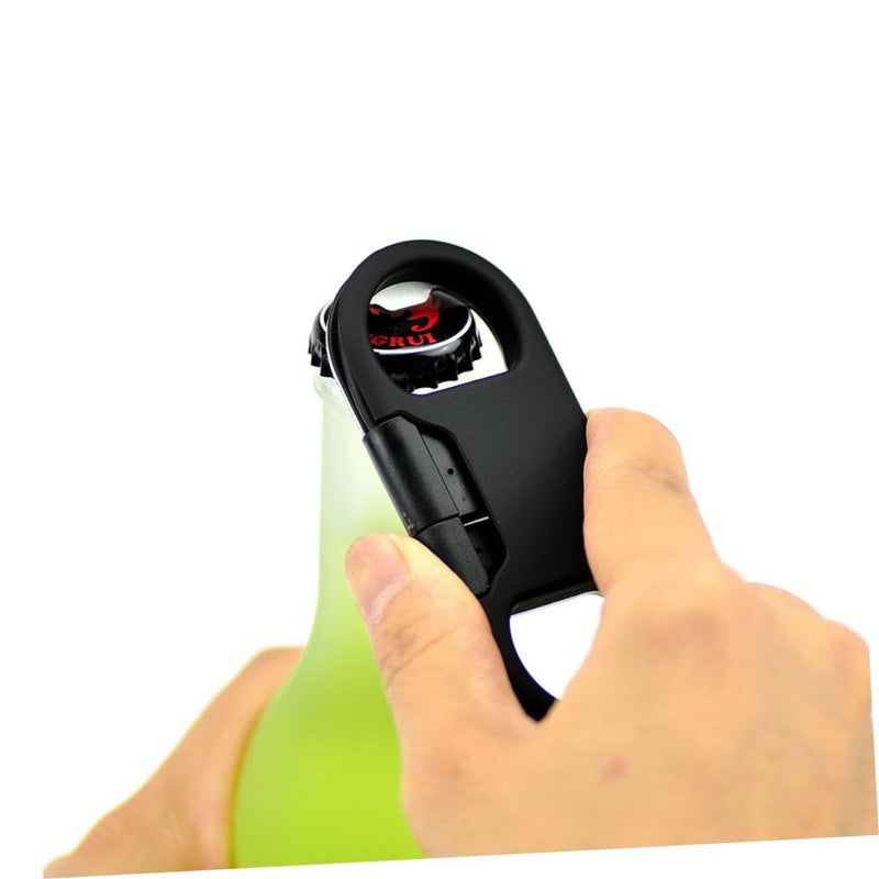 Multifunctional Keychain USB Cable Bottle Opener Portable Charger Black - Image 5