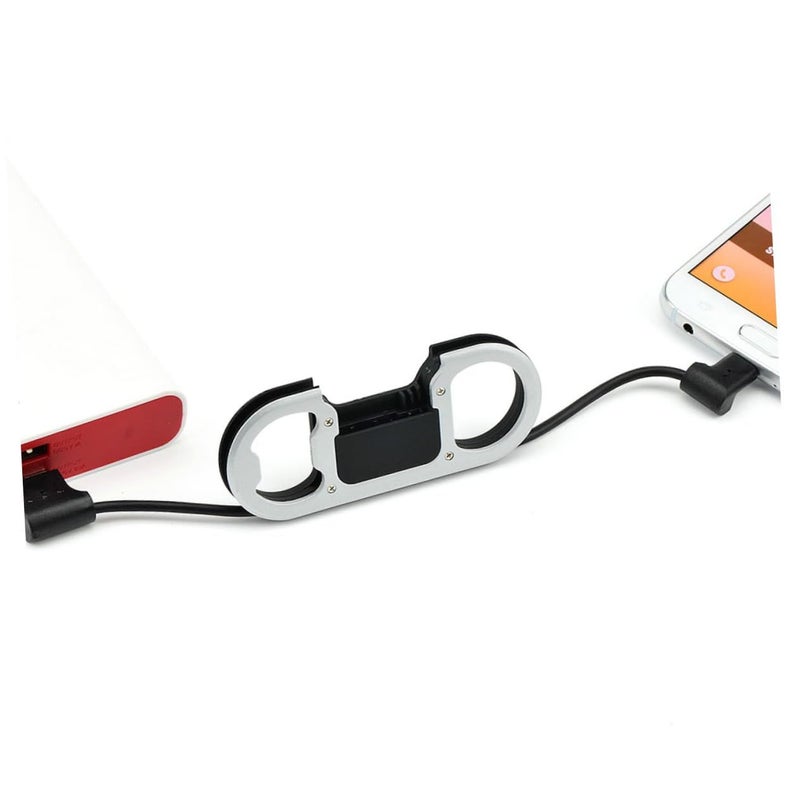 Multifunctional Keychain USB Cable Bottle Opener Portable Charger Black - Image 3