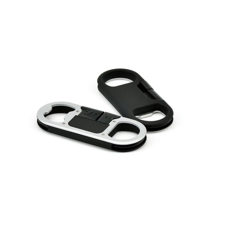Multifunctional Keychain USB Cable Bottle Opener Portable Charger Black - Image 2