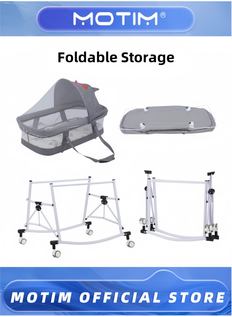 Motim Baby Bedside Crib Portable Newborn Bassinet Bedside Sleeper Portable Infant Travel Crib with Large Storage Basket Mosquito Shade Net and Memory Foam Mattress  - Image 3