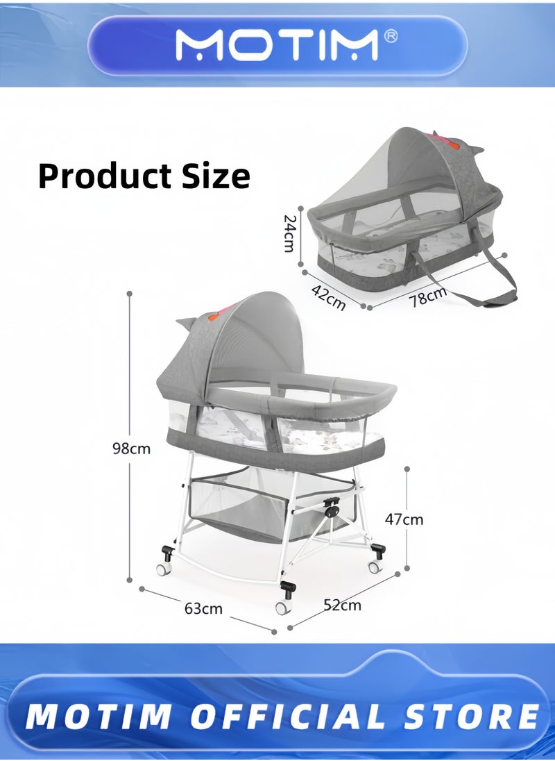 Motim - Baby Bedside Crib Portable Newborn Bassinet Bedside Sleeper Portable Infant Travel Crib with Large Storage Basket Mosquito Shade Net and Memory Foam Mattress - Image 1