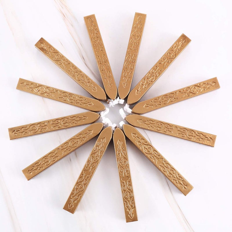Bememo 12 Pieces Sealing Wax Sticks with Wicks Antique Fire Manuscript Sealing Wax for Stamp, Christmas Gift, Wedding Invitations, Packaging Decoration(Bronze) - Image 2