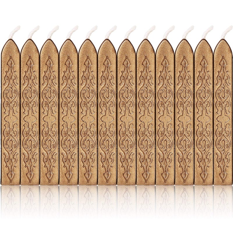 Bememo 12 Pieces Sealing Wax Sticks with Wicks Antique Fire Manuscript Sealing Wax for Stamp, Christmas Gift, Wedding Invitations, Packaging Decoration(Bronze) - Image 1