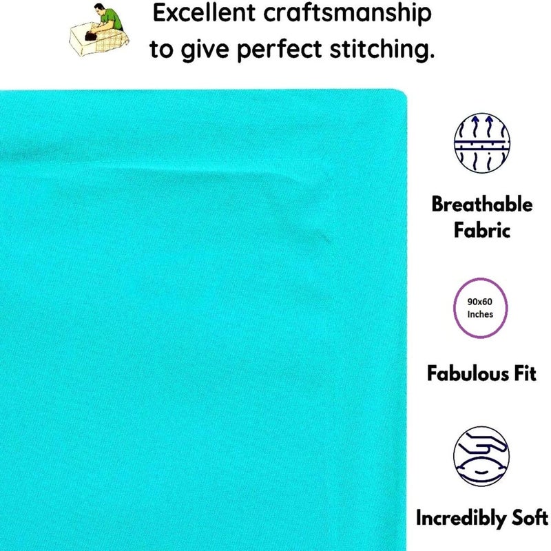 BROMWICK 220 TC Solid Microfiber Single Bedsheet with 1 Pillow Cover for Single Bed, Single Bed Bedsheet Size (90x60 Inch)-(Aqua Blue) - Image 3