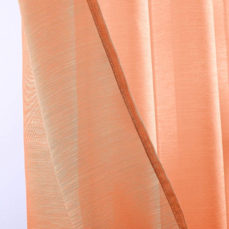 DONREN 2 Piece Luxury Textured Sheer Voile Window Treatment Curtain Grommet Panels for Bedroom 52 W x 84 L Orange - Image 5