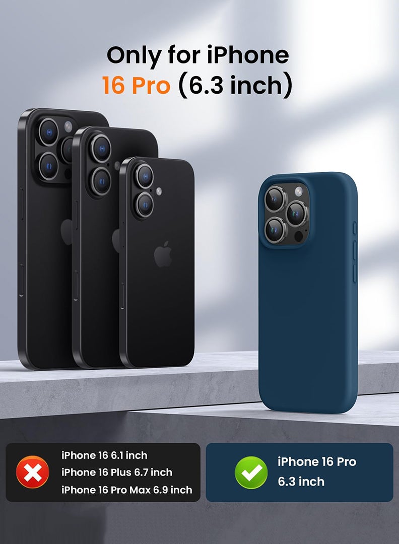 iPhone 16 Pro Blue Protective Slim Fit Case Liquid Silicone Cover with Full Body Protection Anti-Scratch Shockproof Case For iPhone - Work like a Captain