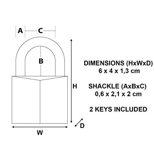 Master Lock 4140EUR Key Padlock with Brass Body Gold 6 x 4 x 13 cm - Image 3