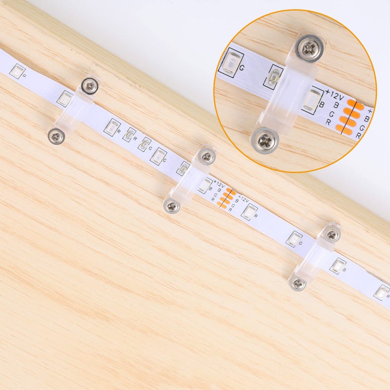 Qunclay 300 Pcs LED Light Strip Clips Clear Strip Light Mounting Brackets LED Holder Clamp Outdoor with Screws 12 mm Wide for Holidays Party Decor Ip67/68 - Image 3