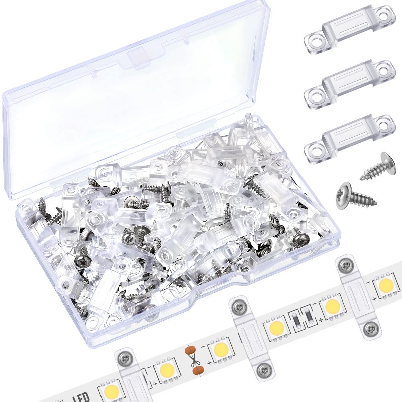 Qunclay 300 Pcs LED Light Strip Clips Clear Strip Light Mounting Brackets LED Holder Clamp Outdoor with Screws 12 mm Wide for Holidays Party Decor Ip67/68 - Image 1