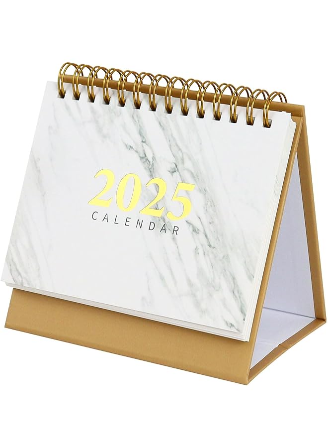 erorex Desk Calendar Small Desktop Calendar Standing Flip Desktop Calendar For Planning Organizing Daily Scheduler Small Calendar 2025 For Home Office School Marble  - Image 1