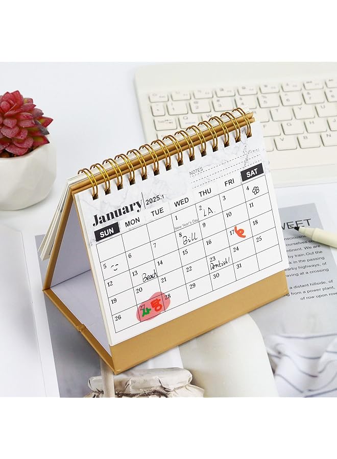 erorex Desk Calendar Small Desktop Calendar Standing Flip Desktop Calendar For Planning Organizing Daily Scheduler Small Calendar 2025 For Home Office School Marble  - Image 4