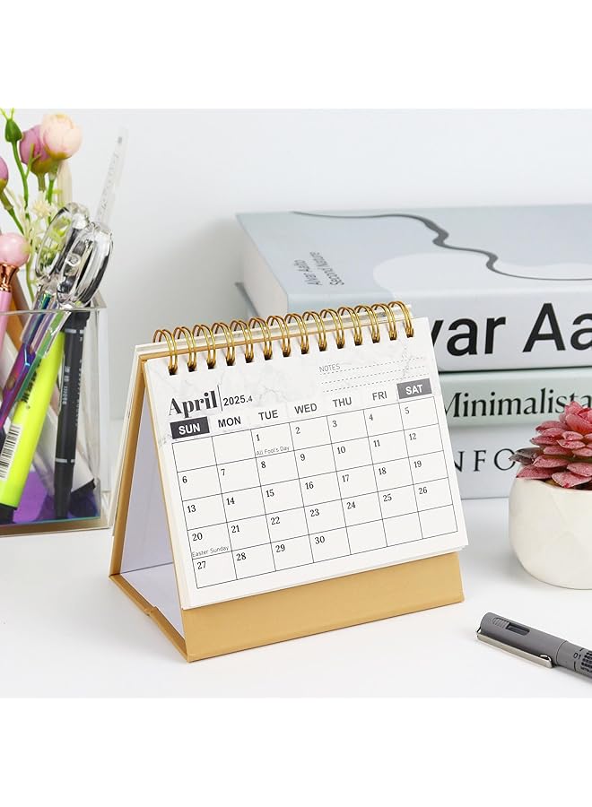 erorex Desk Calendar Small Desktop Calendar Standing Flip Desktop Calendar For Planning Organizing Daily Scheduler Small Calendar 2025 For Home Office School Marble  - Image 3