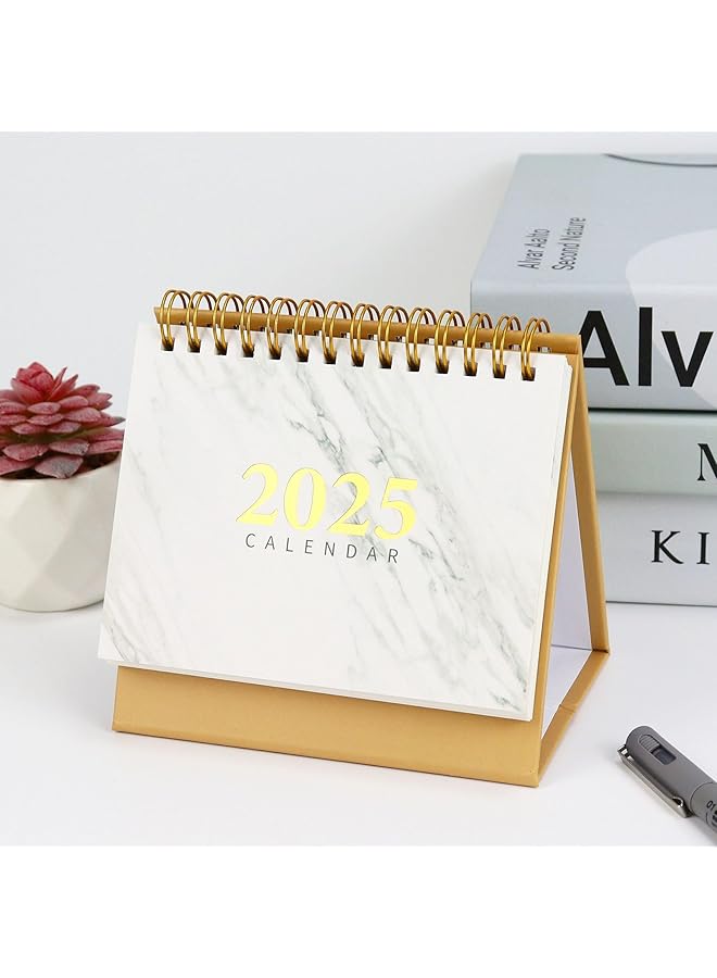 erorex Desk Calendar Small Desktop Calendar Standing Flip Desktop Calendar For Planning Organizing Daily Scheduler Small Calendar 2025 For Home Office School Marble  - Image 2