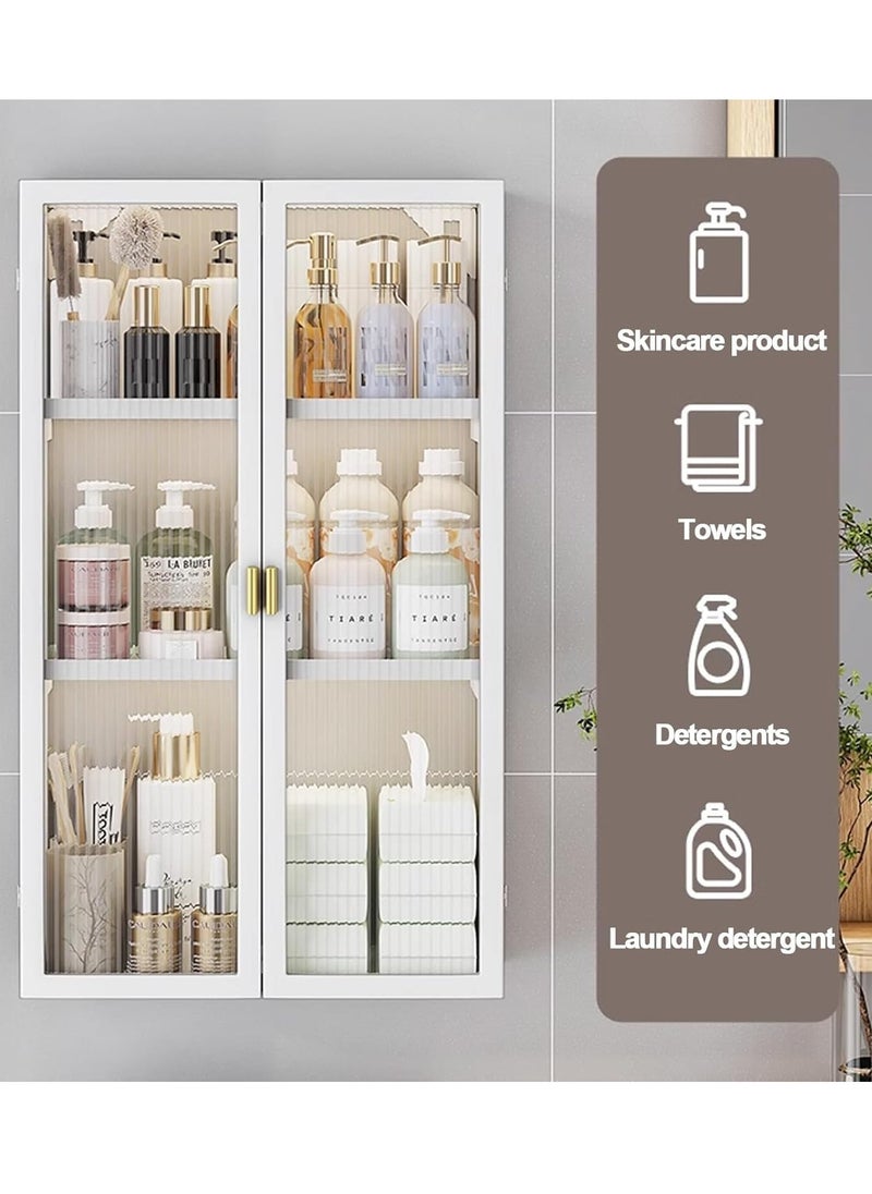 JOMILA 3 Tier Bathroom storage Cabinet Bathroom shelf Wall Mounted storage Cabinet with Clear Doors for Bedroom Bathroom Living Room Kitchen storage Organizer  - Image 2