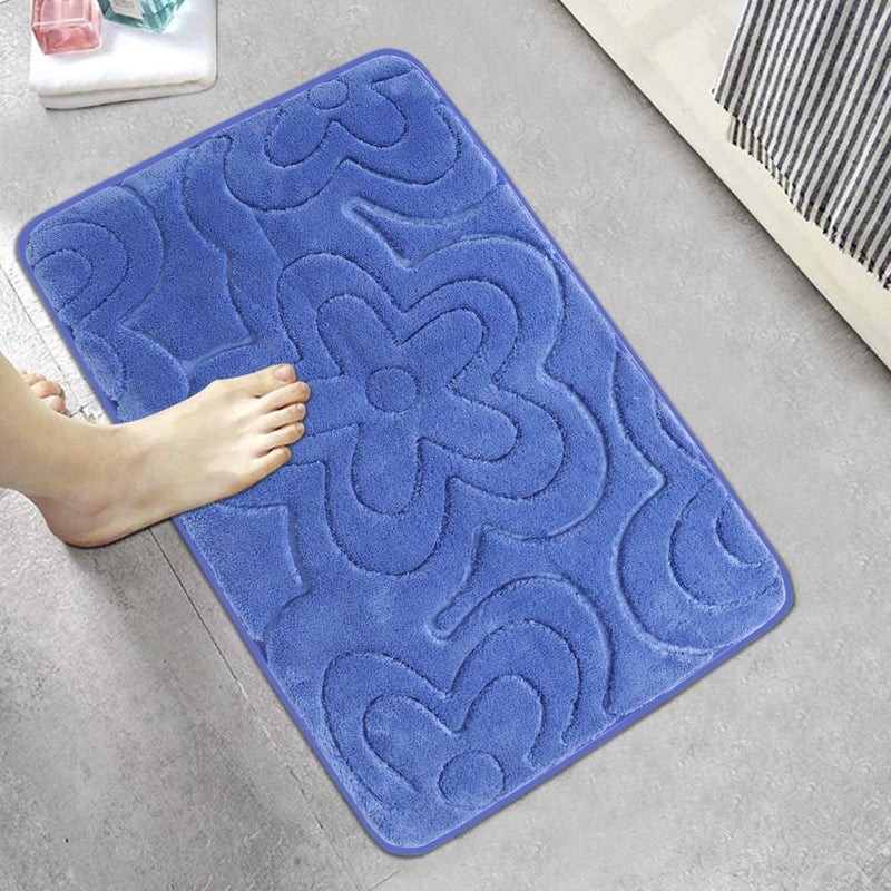 HOKIPO Soft Microfiber Water Absorbing Bathroom Mat, Royal Blue, Large 50x80cm (AR-3645) - Image 1