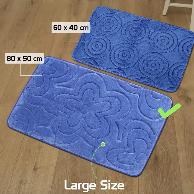 HOKIPO Soft Microfiber Water Absorbing Bathroom Mat, Royal Blue, Large 50x80cm (AR-3645) - Image 4