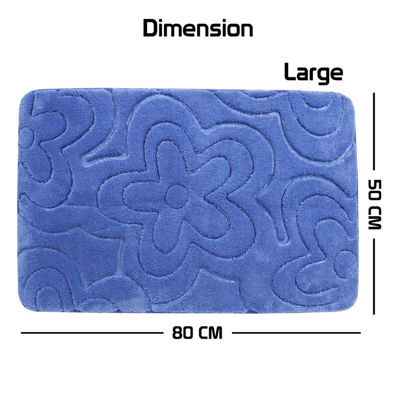 HOKIPO Soft Microfiber Water Absorbing Bathroom Mat, Royal Blue, Large 50x80cm (AR-3645) - Image 2