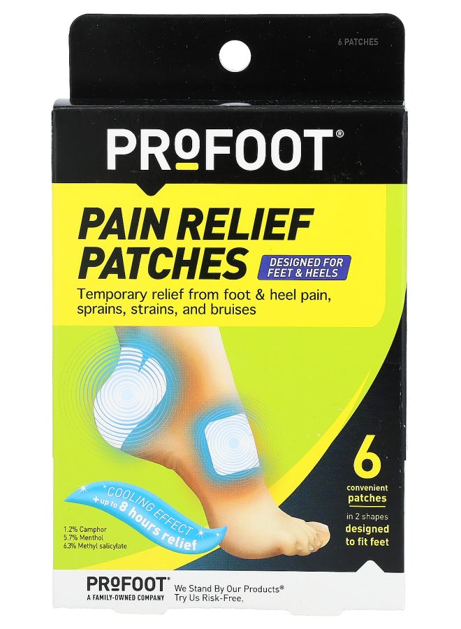 لصقات تخفيف الألم مصممة للقدمين والكعبين 6 لصقات