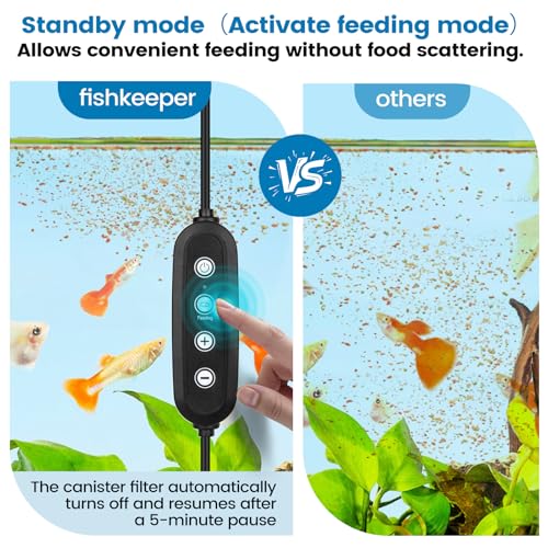 fishkeeper 238GPH Canister Filter, 5-Stage Filtration Aquarium Filter with Controller Feeding Mode Ultra-Quiet External Aquarium Canister Filters for Freshwater and Saltwater up to 35Gal (12W) - Image 4