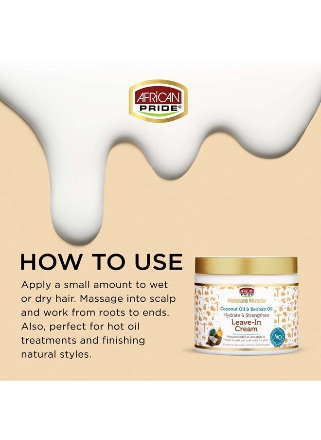 African Pride Moisture Miracle Coconut Oil & Baobab Oil Leave-In Cream - Provides Intense Moisture & Helps Repair Natural Coils & Curls, Hydrates & Strengthens, 15 oz (3 Pack)  - Image 2