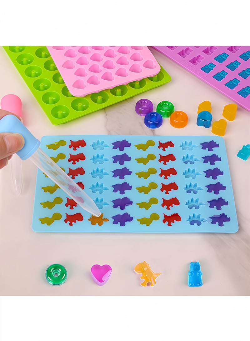 Peachjoy 4 Pack Silicone Gummy Bear Candy Molds , Including Bear Shape and Mini Donut, Non-stick Silicone Candy Molds with 2 Droppers for Jelly, Candy, Chocolate (Multicolour)  - Image 5