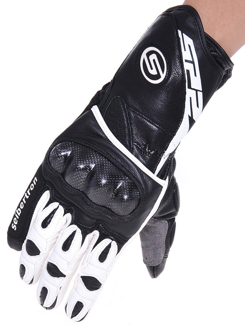 Seibertron SP2 SP-2 Adult On-Road Street Racing Motorcycle Gloves Genuine Leather Gloves White+Black XL&Large - Image 3