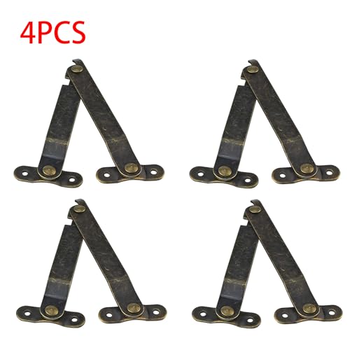 Adyoney 4 Pcs Small Antique Brass Lid Folding Support Hinges - Functional and Stylish Lid Stay Hinges for Wooden Boxes, Jewelry Cases, and Chests - Image 2