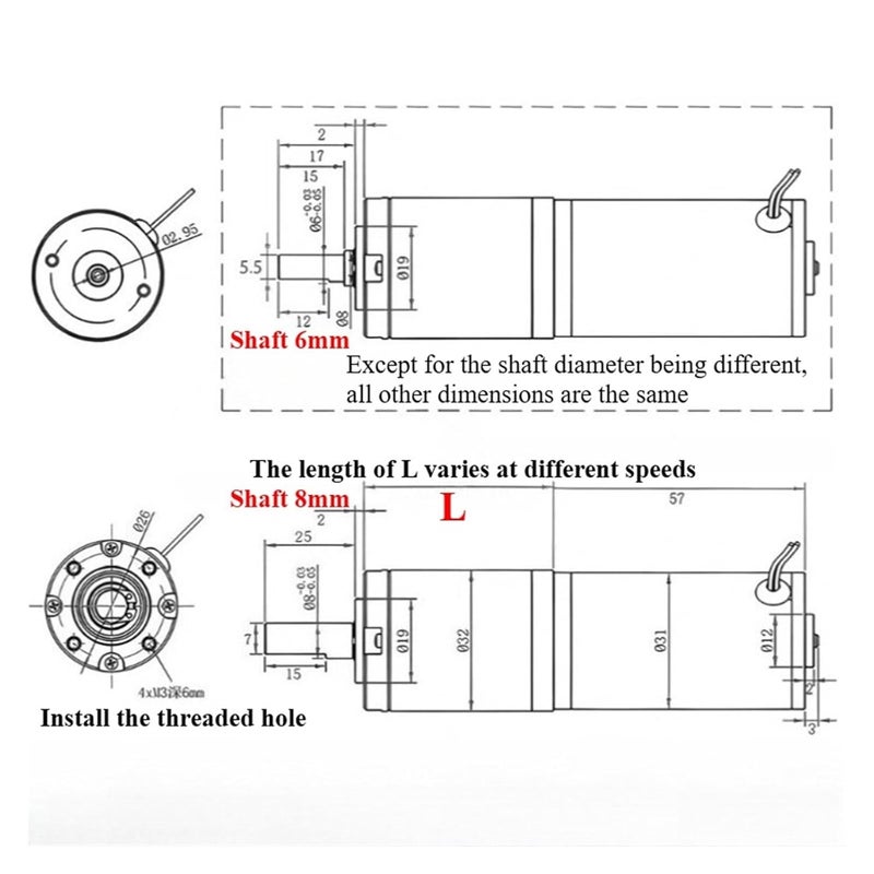 محرك تخفيض 32GP-31ZY DC12V 24V منخفض السرعة وعزم دوران عالي محرك دقيق ذو تروس كوكبية 11R 15R 112R 160R 296R 421R 1154R 2160R مع حامل (80 دورة في الدقيقة، 12 فولت، عمود 6 مم) - Image 3