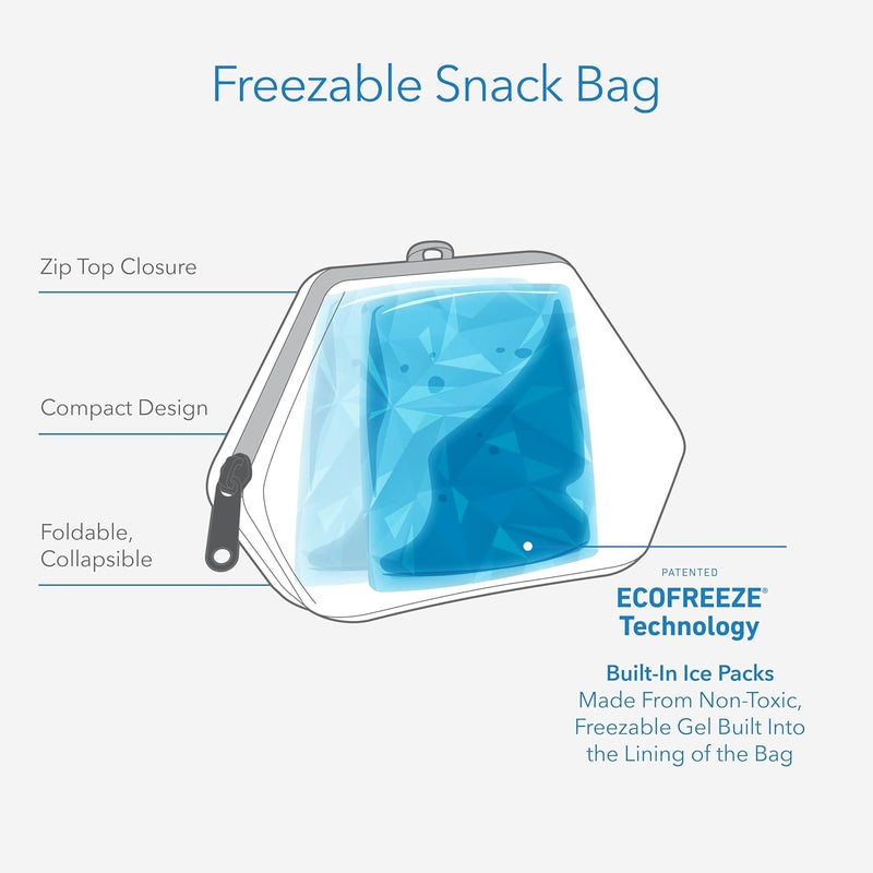 PackIt Freezable Snack Bag True Blue Built with ECOFREEZE Technology Foldable Reusable Zip Closure Designed For Keeping Snakcs Fresh On the Go and Adults of all Ages - Image 3