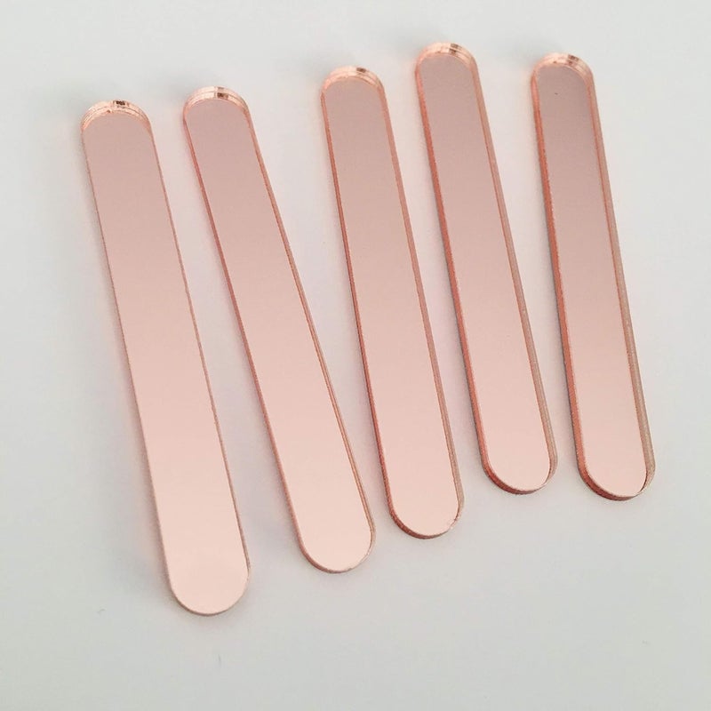 CHENRUI 30 Pcs Mini Acrylic Cakesicle Popsicle Sticks for Ice Creamsicle Candy Apple (Rose Gold Mirror) - Image 1