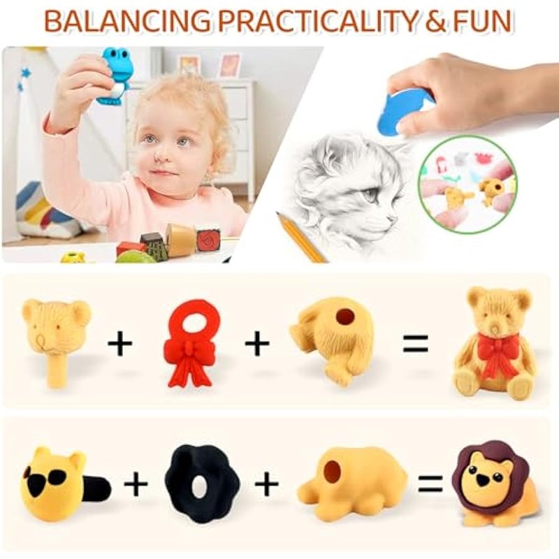 36Pcs Animal Erasers Kids Desk Pets Pencil Erasers 3D Puzzle Erasers Bulk Mini Animal Erasers Toys Fun Cute Eraser for Classroom Rewards, Game Prizes, Treasure Box, Easter Egg Fillers - Image 5