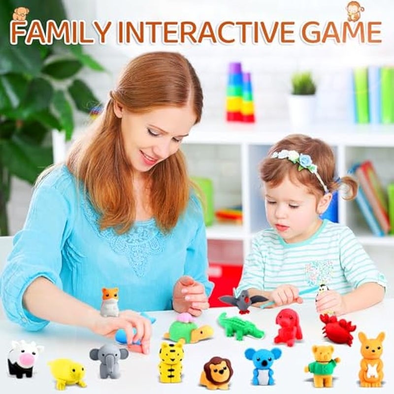 36Pcs Animal Erasers Kids Desk Pets Pencil Erasers 3D Puzzle Erasers Bulk Mini Animal Erasers Toys Fun Cute Eraser for Classroom Rewards, Game Prizes, Treasure Box, Easter Egg Fillers - Image 2