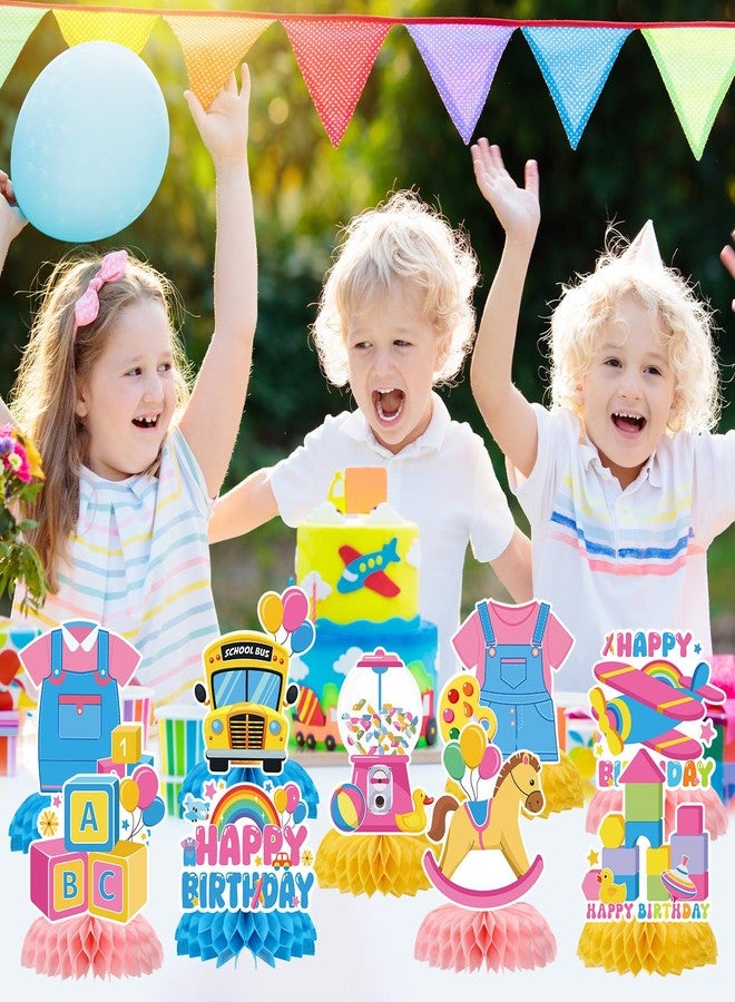 Aposwow Rachell Teacher Party Decorations - 9Pcs Cartoon English Teachers Honeycomb Centerpieces Rachel Girls Rainbow ABC Bus Table Decorations for Cartoon Teacher Fans Birthday Baby Shower Classroom Decor - Image 4