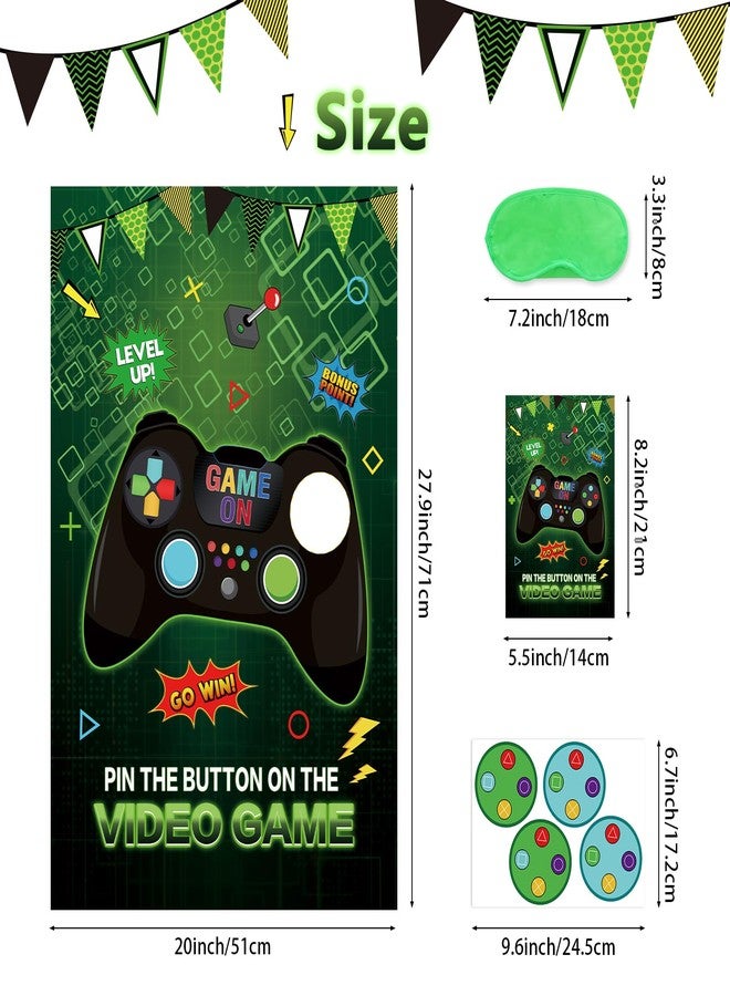 Eaezerav Pin The Button on The Video Game Party Game 32 Video Game Button Stickers Large Poster Video Game Birthday Party Decoration for Kids - Image 3