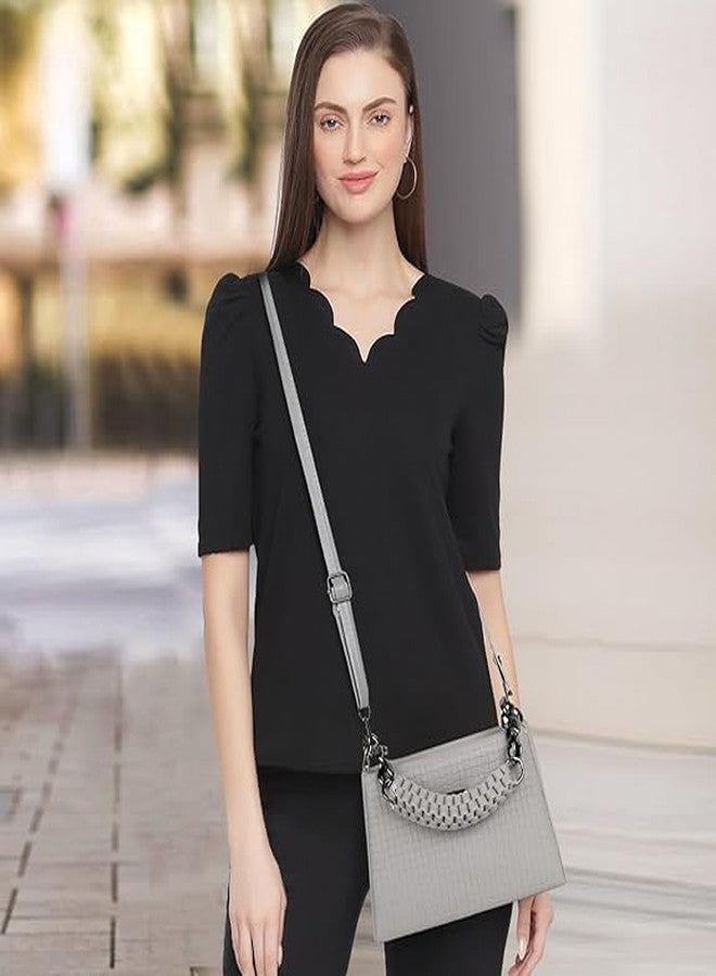 LEFFIS TRENDY DESIGN CROSS BODY SLING BAG FOR WOMENS AND GIRLS (SPR-001) (GREY) - Image 3
