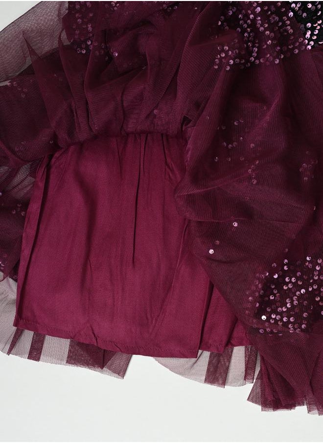 BELLA MODA - Sequined Layered Mesh Insert Party Dress by Styli - Image 1