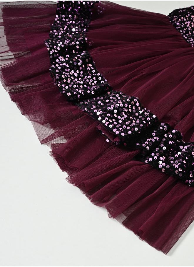 BELLA MODA - Sequined Layered Mesh Insert Party Dress by Styli - Image 1