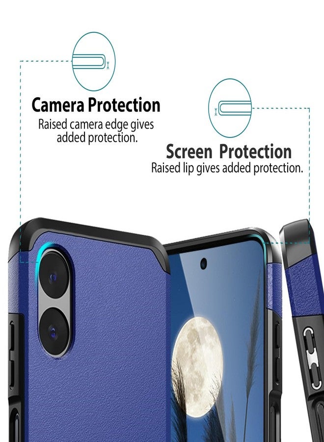 TJ's TJS Compatible for Motorola Moto G Play 4G (2024) Case, with Tempered Glass Screen Protector, Dual Layer Hybrid Magnetic Support Shockproof Heavy Duty Cover Phone Case (Blue) - Image 5