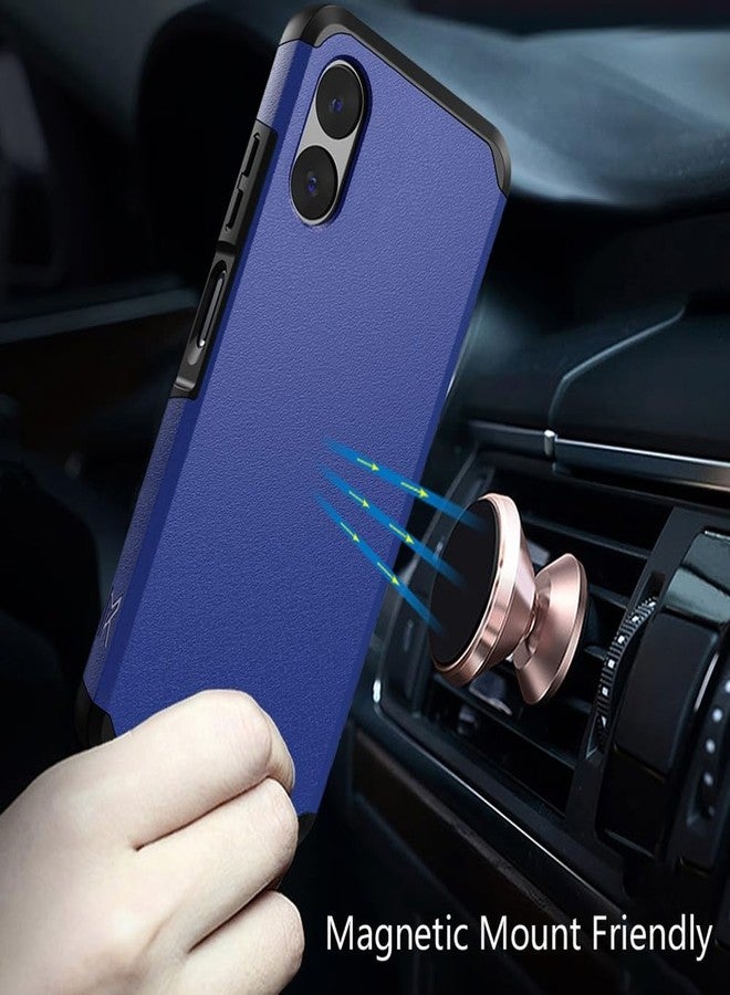 TJ's TJS Compatible for Motorola Moto G Play 4G (2024) Case, with Tempered Glass Screen Protector, Dual Layer Hybrid Magnetic Support Shockproof Heavy Duty Cover Phone Case (Blue) - Image 3