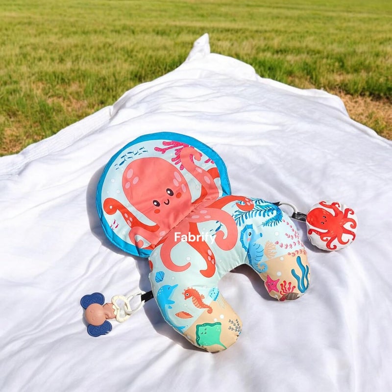 Fabrify Tummy Time Pillow, Black and White Contrast Baby Mat with Crinkle Toys and Teethers, Sensory Development Toy for 0-12 Months (Animal Design) - Image 1