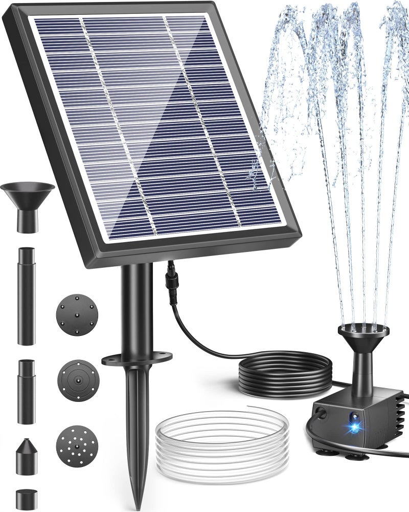 Biling Solar Fountain for Bird Bath, Solar Panel Kit Outdoor Solar Water Pump with 4ft Tubing for Hummingbird Bath, Small Pond and Fish Tank - Image 1
