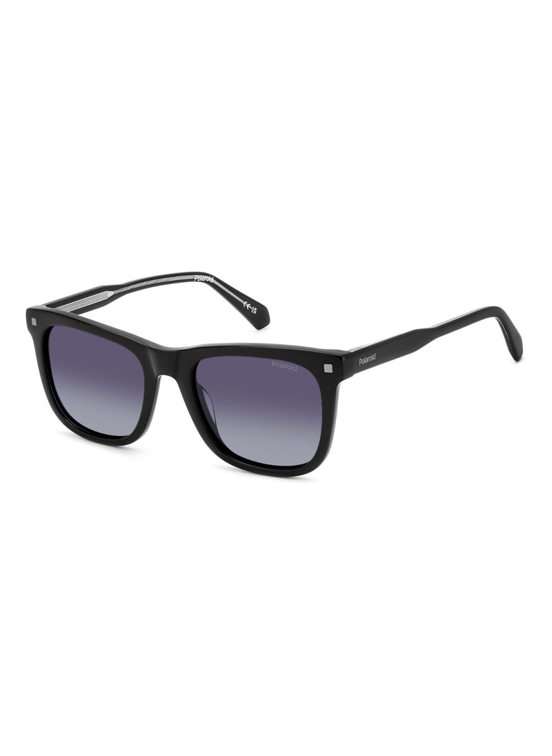 Polaroid Unisex Polarized Square Shape Acetate Sunglasses PLD 4167/S/X GREY 43 - Lens Size: 43.4 Mm - Black  - Image 1