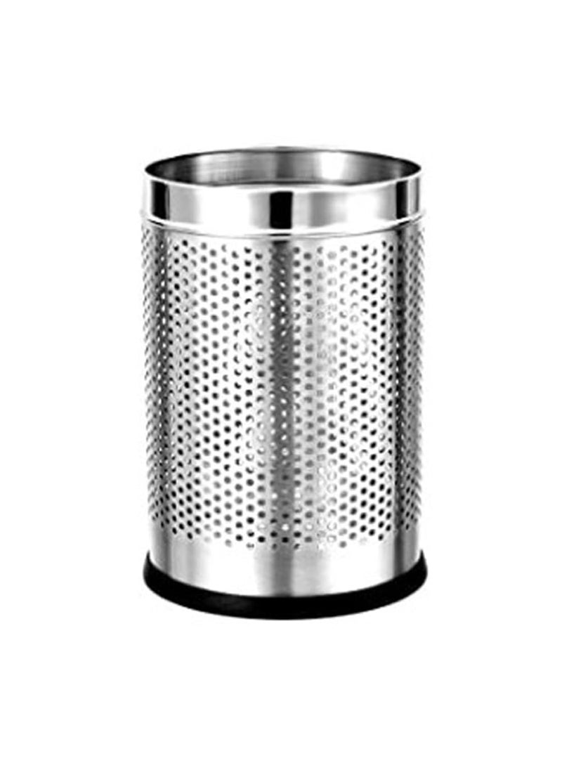 Generic Stainless Steel Open Perforated Dustbin Without Lid Steel Dustbin For Home Bedroom Rooms Office Kitchen Washroom Bathroom Large 10 x 14 18 Litre  - Image 1